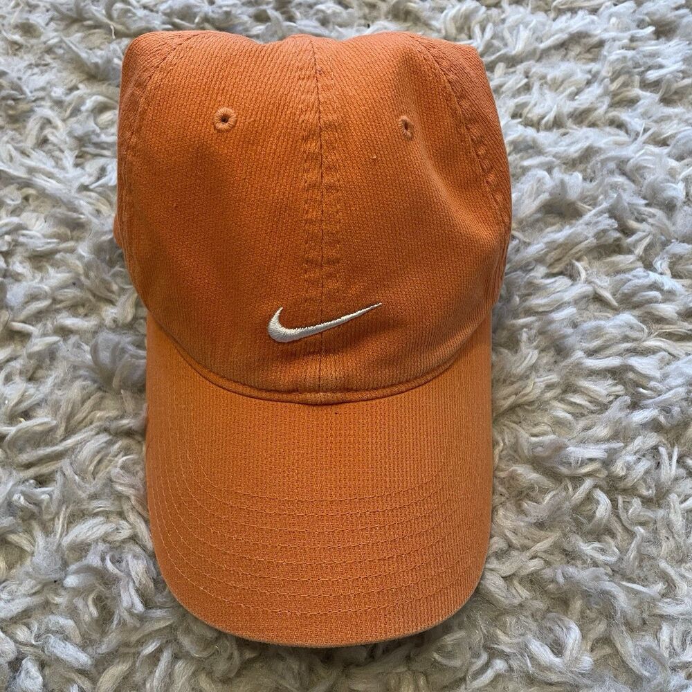 Vintage Nike Ribbed Hat Orange Adjustable One Size Unisex